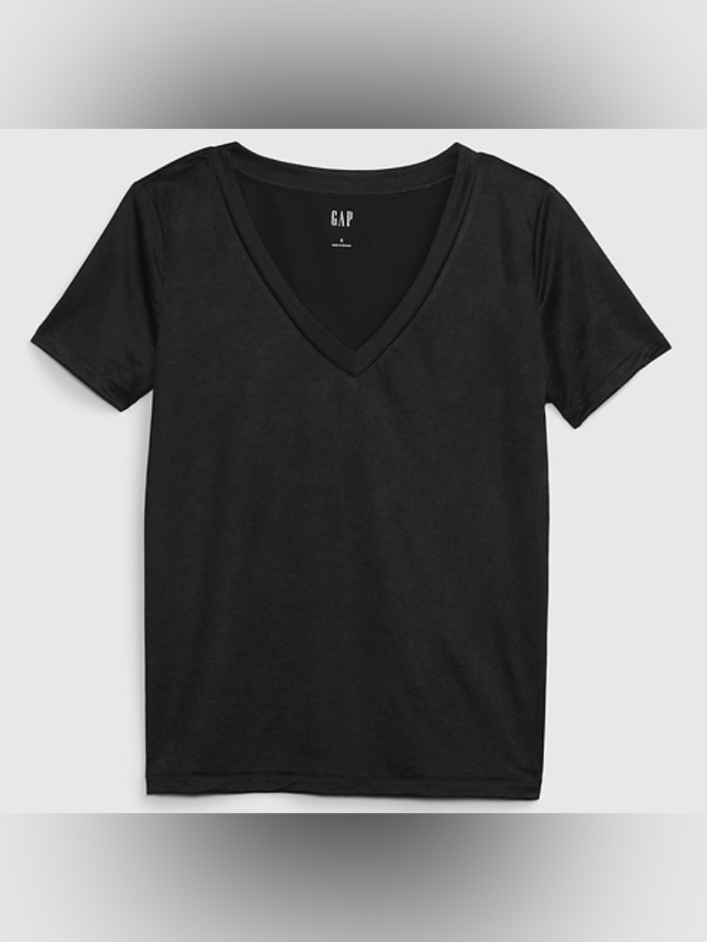 NWT Gap Vintage Satin Black V-Neck T-Shirt Size Large